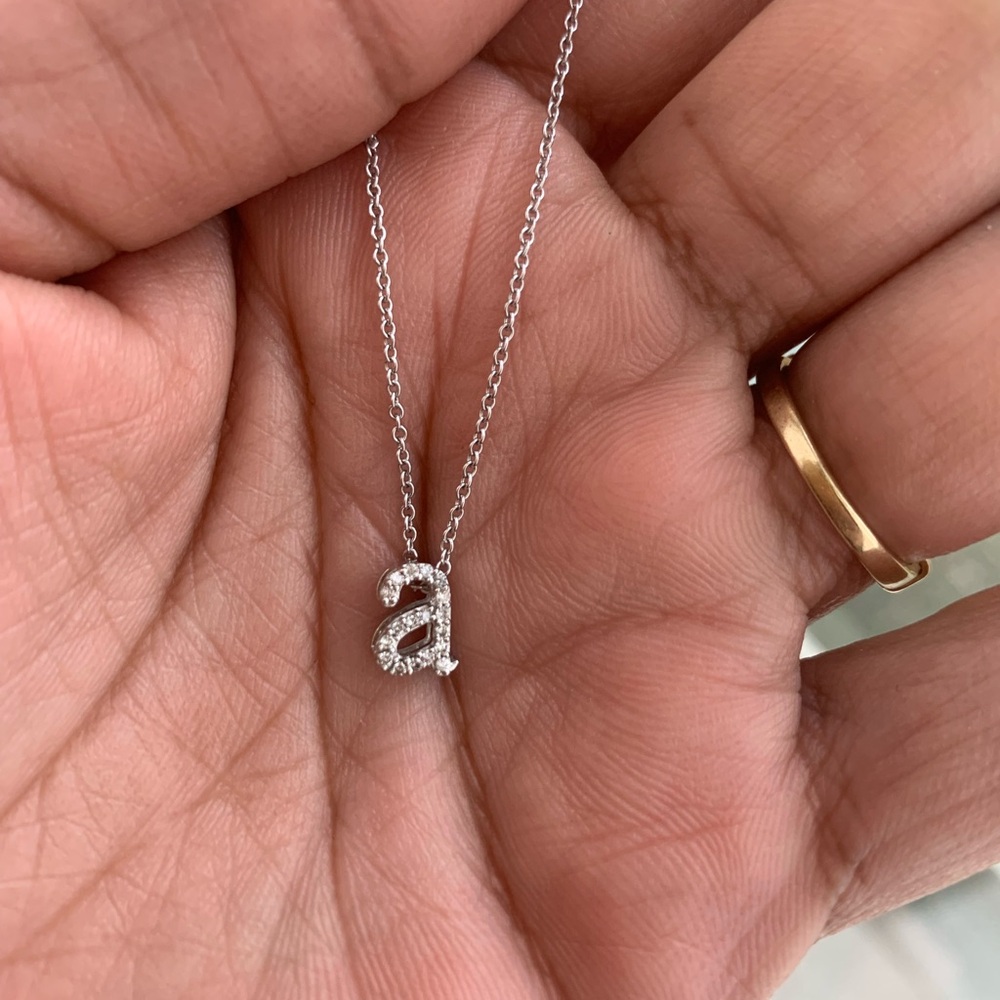 10k White Gold "A" Initial Diamond Necklace